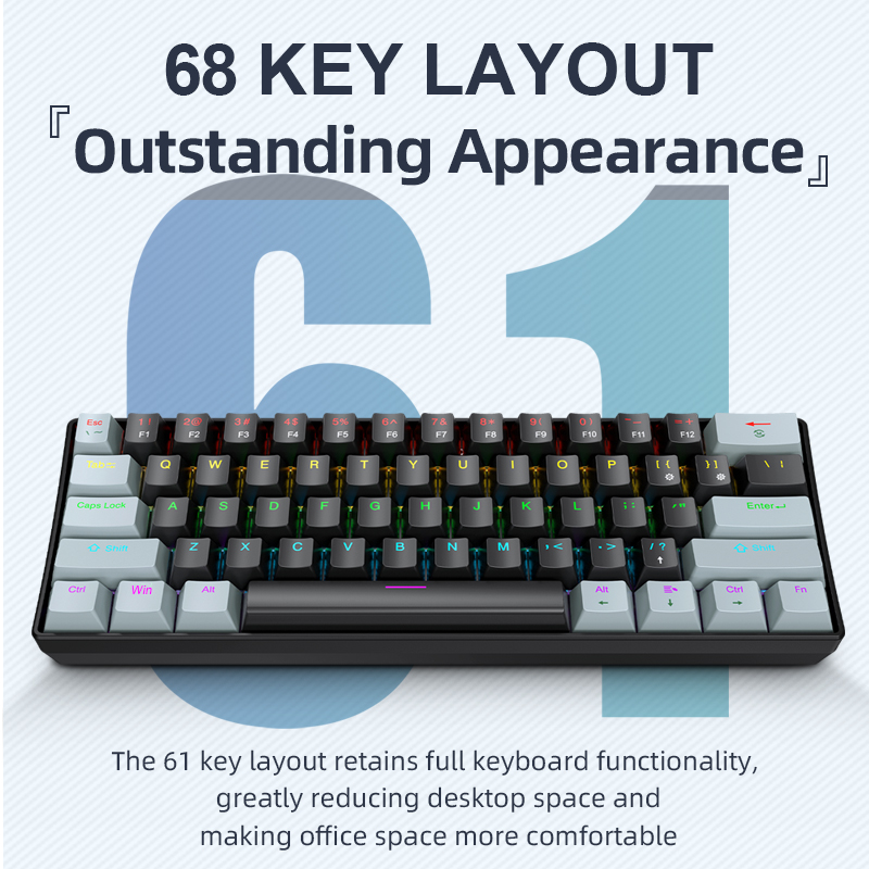 Gaming Keyboard Mouse And Headset Combo - Мини-механическая клавиатура APAYADO K61, проводная, 61