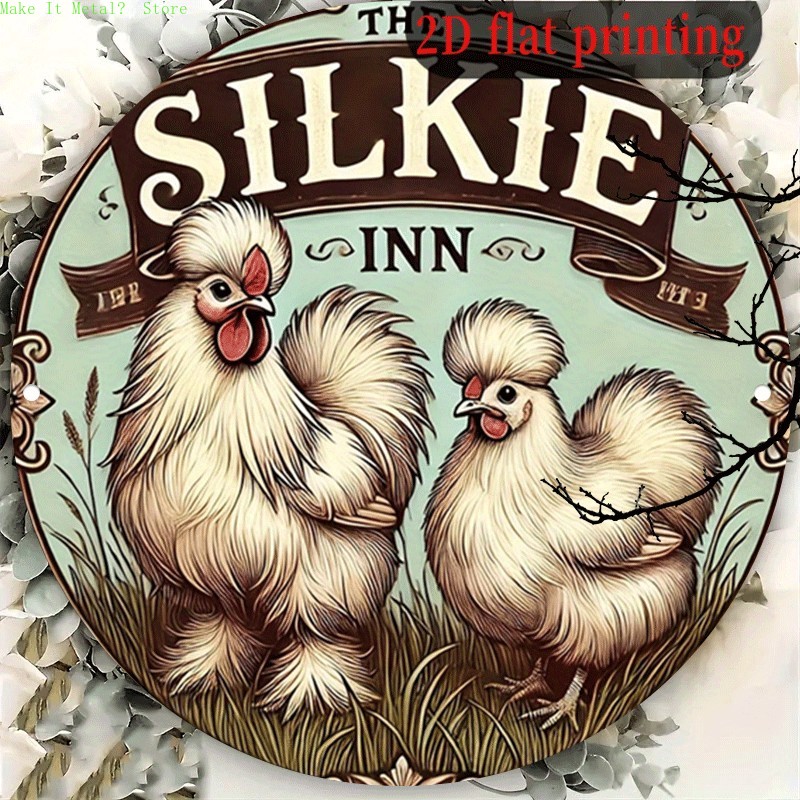 Brass Weight Plate - Винтажная круглая жестяная табличка The Silkie