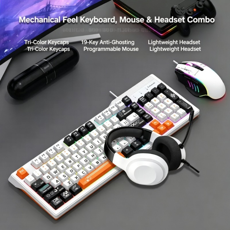 Gaming Keyboard Mouse And Headset Combo - K8pro 3 в 1 игровой комплект:
