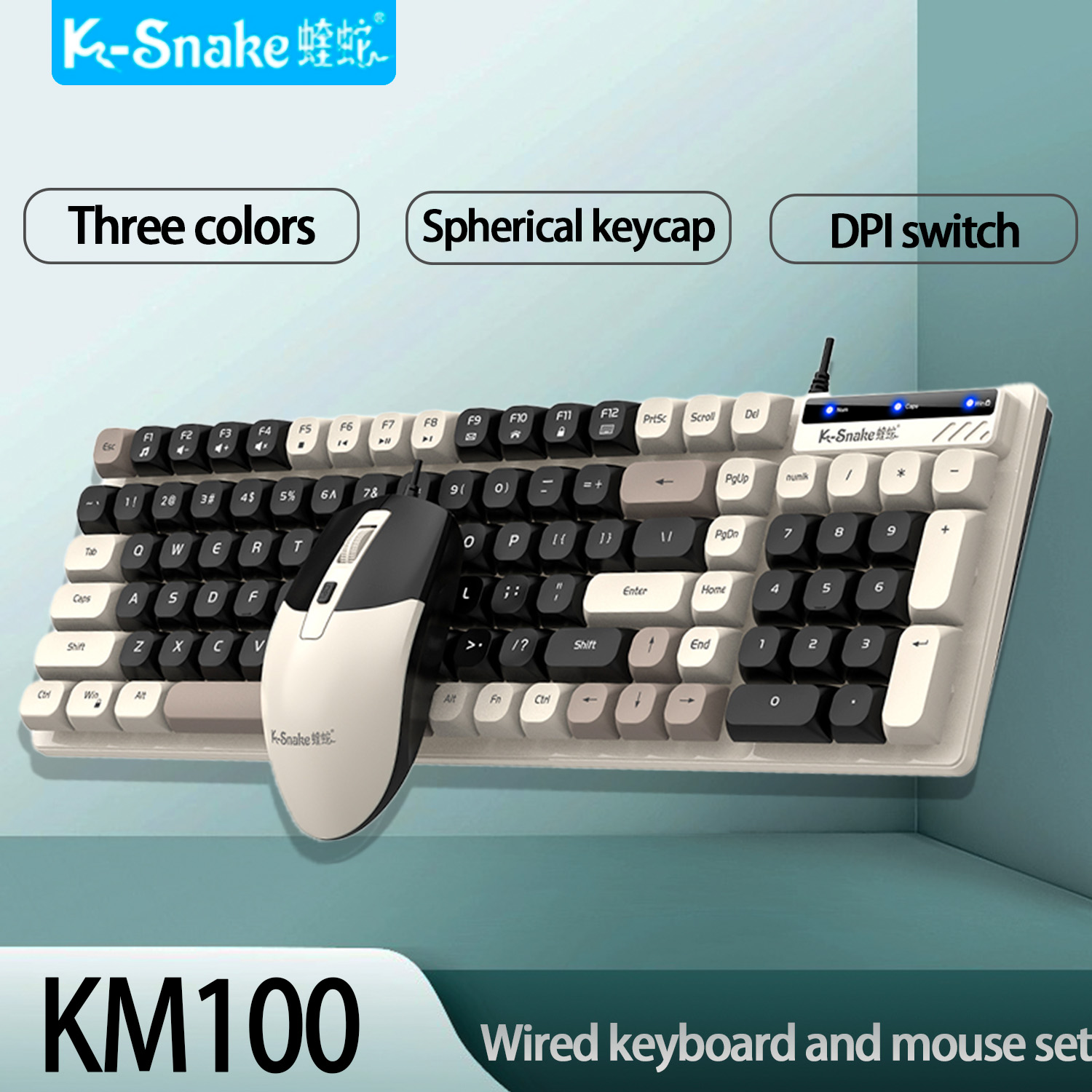 Gaming Keyboard Mouse And Headset Combo - K-Snake KM100 Проводная модная клавиатура и