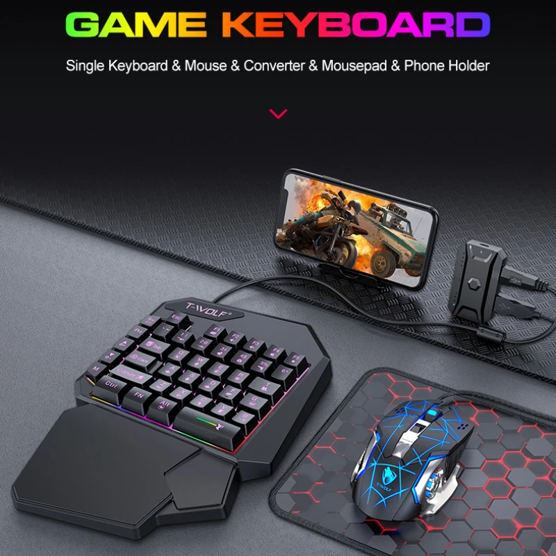 T-WOLF TF900 клавиатура для од – обзор и цена Gaming Keyboard Mouse And Headset Combo