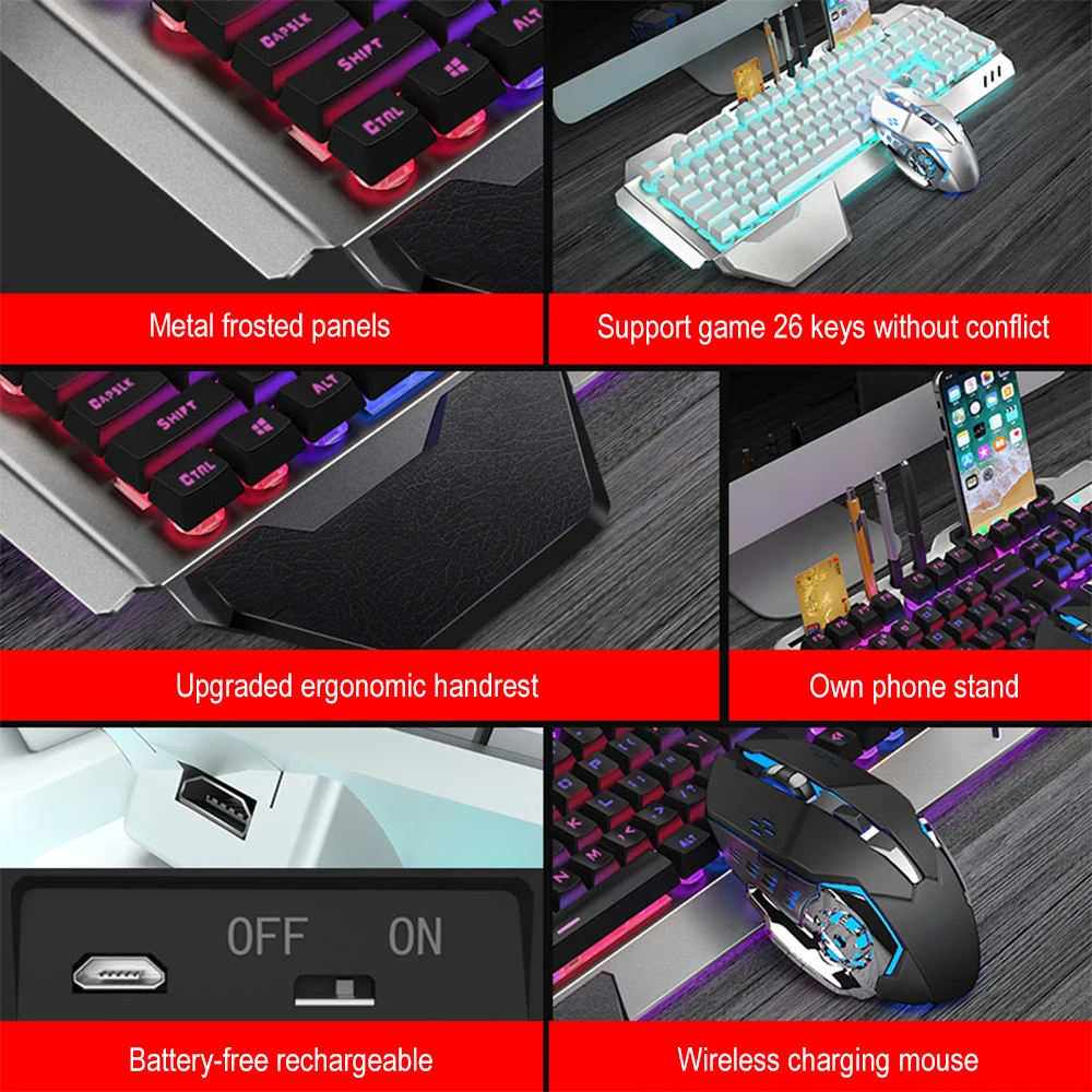 K680 перезаряжаемый 2,4G беспр – обзор и цена Gaming Keyboard Mouse And Headset Combo