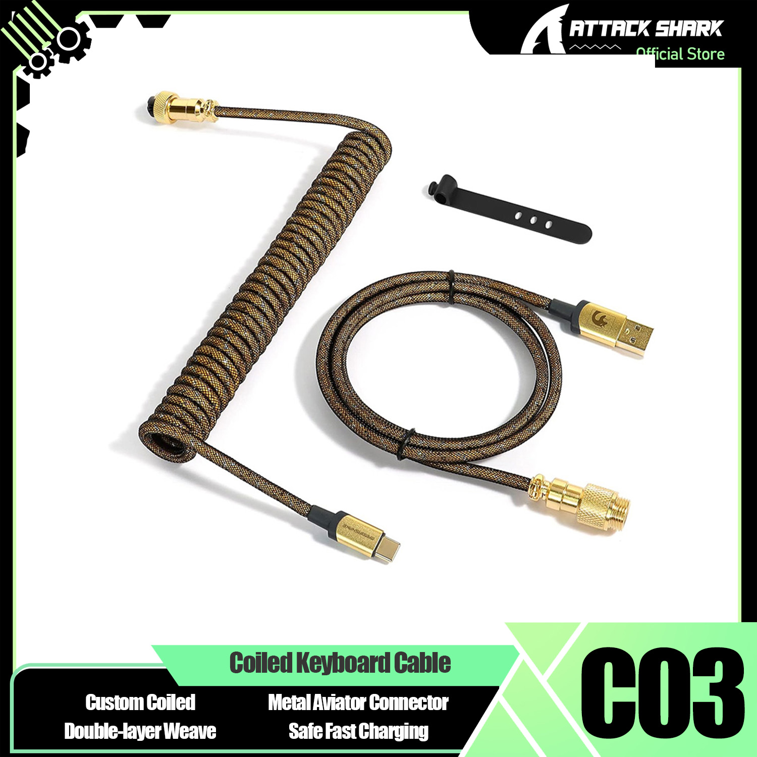 ATTACK SHARK * MAMBASNAKE C03  – обзор и цена Coiled Usb Cable
